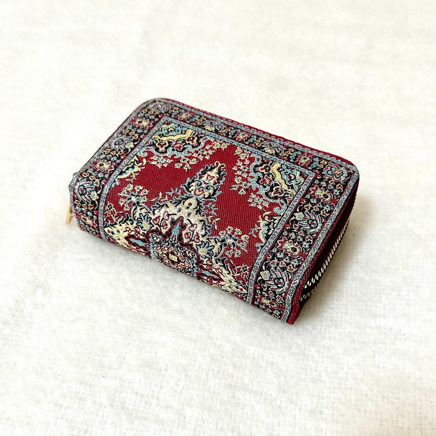 波斯地毯刺繡圖騰雙層拉鍊銀包