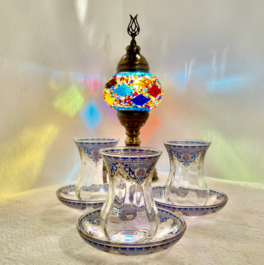 阿拉伯花邊玻璃鬱金香杯 -單隻連杯碟